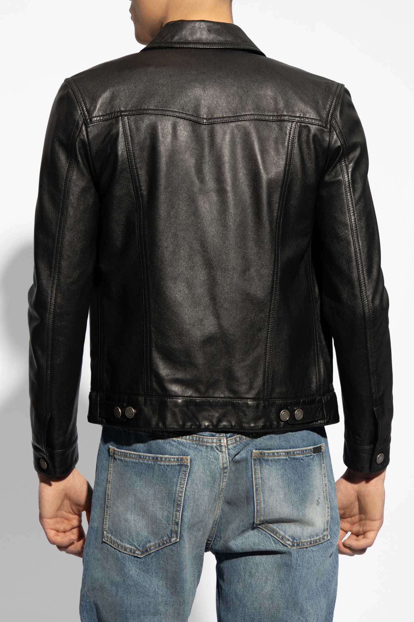 Saint Laurent Leather jacket with pockets | Men's Clothing